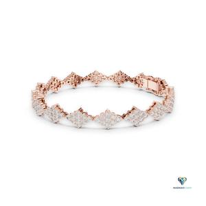 5.76 CT Rose <b>Gold</b> Round Lab Grown Diamond Rhombus Cluster Link Bracelet in 18K <b>Solid</b> <b>Gold</b> - Product Image 5