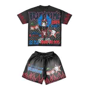 Venta al por mayor de conjuntos de camisetas y pantalones cortos para hombre, diseño nuevo, 100% algodón, con impresión de logotipo personalizada, conjunto de verano para hombre. - Product Image 6