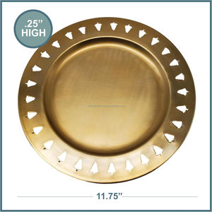 จานรองอาหารทรงกลมสีทองลายต้นคริสต์มาส สำหรับเสิร์ฟคุกกี้ในเทศกาล ลายซานต้า ของตกแต่งปีใหม่ ทำจากโลหะ - Product Image 4