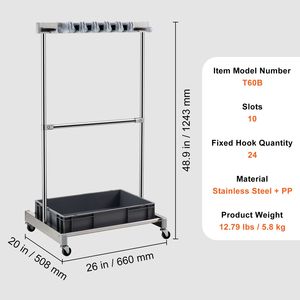 Organizzatore per Attrezzi da Giardino a 10 Scomparti con Ganci, Porta Utensili a Torre per Manici Lunghi, per Organizzazione e Stoccaggio in Garage e Giardino - Product Image 5