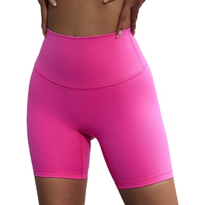 Mallas cortas deportivas suaves de Color sólido para mujer, pantalones cortos de Yoga de cintura alta para entrenamiento integral de ciclismo - Product Image 1