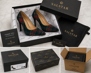 Tacones de aguja a cuadros personalizados para mujer, estilo escocés, para bodas y fiestas, proveedor mayorista de zapatos de vestir. - Product Image 6