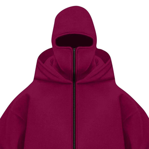 Sweat à capuche cagoule intégrale zippé pour homme en molleton 100% coton, hiver, épaules tombantes, masque facial intégral, impression numérique, anti-plis - Product Image 6