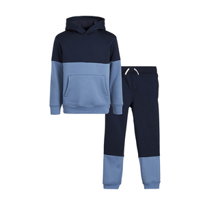 Conjunto Deportivo de 2 Piezas para Hombre, con Capucha y Bloques de Color, Pantalones con Cordón, Manga Larga, Informal, para Correr, Ropa de Invierno, Poliéster/Algodón, Ligero - Product Image 1