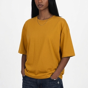 Women's Gray Oversized Crew Neck Short Sleeve T-<b>Shirt</b> Loose Fit 100% Cotton Jersey Solid <b>Color</b> All Seasons women t <b>shirts</b> - Product Image 1