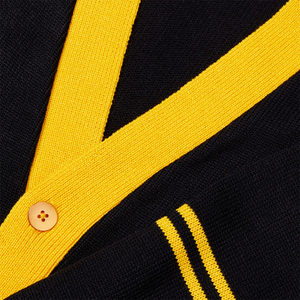 Women's Black Yellow Color Blocking Cardigan Button Front Full Sleeve Casual Knitted Sweater Autumn Wear - Product Image 6