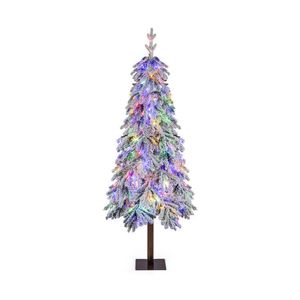 Albero di Natale Articolato di 1,8 Metri con 458 Punte Ramificate Innevate e Luci LED Bianco Caldo - Product Image 2