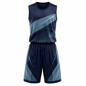 Ensemble de maillots de basket sans manches pour hommes, sublimés, unis, anti-humidité, séchage rapide, uniformes sportifs 100 % polyester, col en V - Product Image 1
