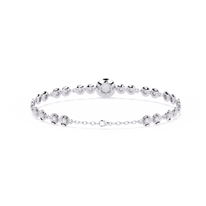 Minimalist Elegant Chain Type 10k 14k White Gold Dia Jewelry for Women | Lab Grown Round Cut Bezel <b>Set</b> Diamond Station Bracelet - Product Image 3