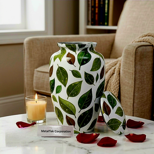 Cremation Urns for Adults Pets Ashes Eco-Friendly Green Leaf Pattern Memorial Decorative Keepsake Metal Container Funeral <b>Jars</b> - Product Image 5