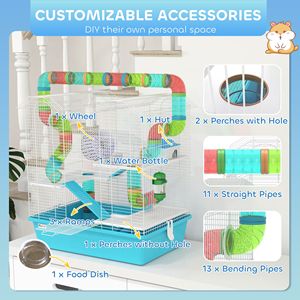 Light Blue 4-Tier Hamster Cage with <b>Exercise</b> <b>Wheel</b> Water Bottle Food Dish Ramps 22.8\" X 14.2\" X 25.6\" for Breeding - Product Image 6