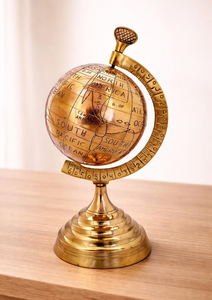Globo Terráqueo Decorativo de Latón Vintage con Acabado Dorado, Adorno de Escritorio Clásico para Estudio, Oficina, Hogar, Decoración de Viajes - Product Image 3