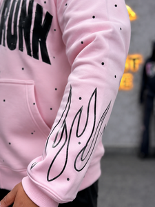 Sweat à capuche rose pour homme avec imprimé, fermeture éclair, style streetwear, coupe ample, manches classiques, tissu French Terry, prix raisonnable - Product Image 4