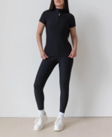 Vêtements de sport pour femmes de haute qualité, légers, en tissu polyester, respirants, à fermeture éclair, manches courtes, séchage rapide