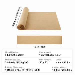 Rotoli di Tessuto in Iuta Naturale ad Alta Densità 40 x 150 piedi, Rotolo di Rete per Giardino in Juta Larga 50 x 50, Rotolo per Avvolgimento Alberi 50 x 50 ad Alta Densità e Larghezza Elevata - Product Image 4