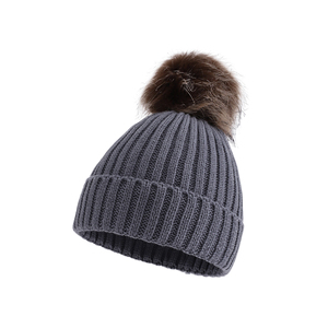 Bonnet en tricot rouge pour femme avec pompon en fourrure, en mélange de laine, bonnet d'hiver, vêtements d'extérieur, bonnets ODM OEM - Product Image 5