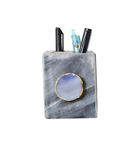 Marble Pen Holder Table Organizer Accessories/Desk Pencil Cup Gray Stone Color Stationery Storage Container - Product Image 5