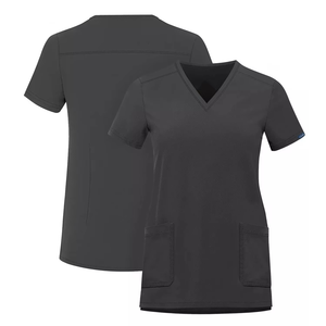 Hauts d'uniformes infirmiers vierges à col en V pour femmes, personnalisables avec logo imprimé, fabriqués en usine, meilleur design, vente en gros - Product Image 3