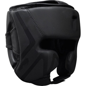 Black Matt Leather Boxing <b>Head</b> Guard Custom Made High Quality Professional Printed Hook & Loop Closure Face Protection <b>Head</b> Gear - Product Image 3