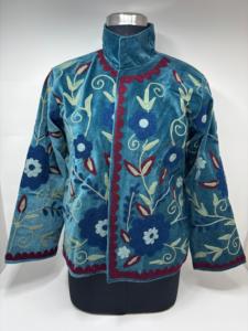 เสื้อแจ็คเก็ตซูจานีแบบสั้น งานฝีมือเย็บปักถักร้อยลายดอกไม้ หนังแกะ ซับในผ้าฝ้าย สำหรับฤดูใบไม้ร่วงและฤดูหนาว ผลิตภัณฑ์งานฝีมือช่างฝีมือ - Product Image 5