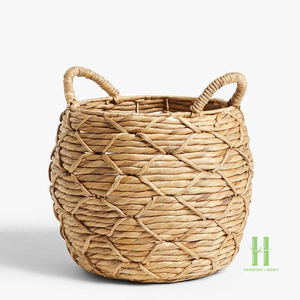 NEW DESIGN Eco-Friendly Seagrass <b>Basket</b> Handmade Woven Storage <b>Basket</b> Natural Organizer with Handles for <b>Laundry</b> Home Decor - Product Image 4