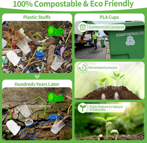 Gobelets à café glacé jetables transparents de 24 oz, écologiques, compostables, sans BPA, avec couvercles plats, biodégradables, anti-fuite, recyclables, pour boissons froides - Product Image 5