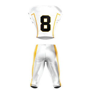 Ensemble de maillot de football américain blanc sublimé 100 % polyester respirant avec numéro 8, col en V, manches courtes, uniforme en mesh - Product Image 5