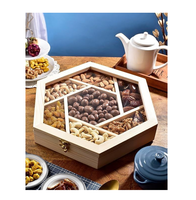 Houten doos voor gedroogd fruit, modern design, 5-delige houten doos voor tuin, theetafeldecoratie.
