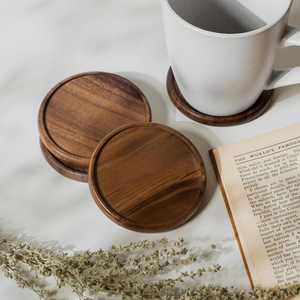 Handcrafted Wooden <b>Round</b> <b>Coaster</b> Set Of 4 Pieces Durable Thickness Drink <b>Coasters</b> Tableware Decorative Unique Handicraft Item - Product Image 5