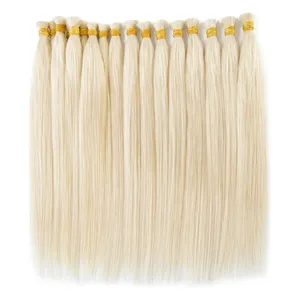 Extensiones de Cabello Humano Remy, Largas y Lisas, Color Rubio Platino, con Base de Seda de Doble Trama - Product Image 1