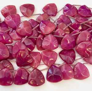 <b>Ruby</b> Jade Faceted Triangle Gemstone Beads Natural Stone Jewelry Making Loose Beads Wholesale Bulk Supply Pink AA+ Quality Change - Product Image 6