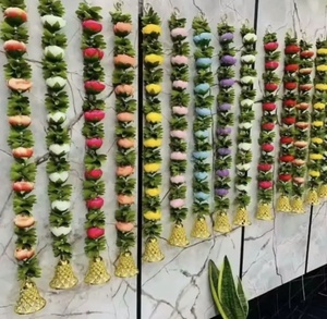 Décoration murale florale avec pompons, style bohème, pour salon intérieur, décoration de mariage, en fibres végétales - Product Image 3