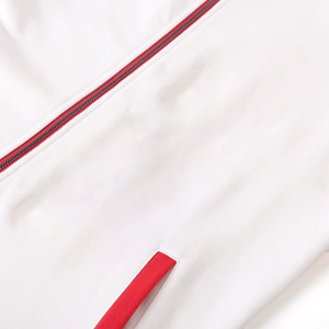 Veste universitaire en chenille pour femme Premium DST, blanche et rouge cramoisi, avec broderies et rubans, coupe-vent et chauffante pour l'extérieur - Product Image 3