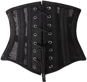 Women's Black Mesh Corset Shapewear Firm <b>Control</b> <b>Tummy</b> <b>Control</b> With Hook-and-Eye Closure Breathable Daily Wear - Product Image 2