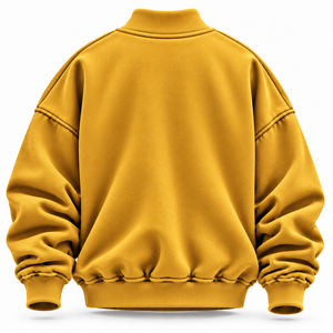 Sweat-shirt unisexe jaune moutarde personnalisé en gros, col montant, broderie lettre appliquée, coupe décontractée, pull streetwear - Product Image 2