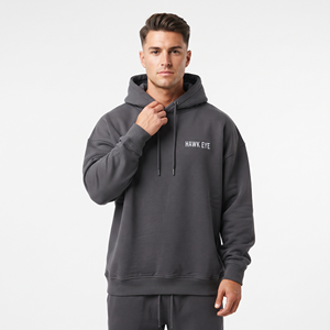Sudaderas con Capucha Oversize Color Carbón con Bolsillo Frontal Grande y Puños Ajustables con Cordón, Sudaderas Personalizadas ODM - Product Image 4