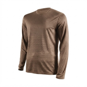 Men's Long Sleeve O-Neck T-<b>Shirt</b> Solid Color Quick Dry Knitted <b>100</b>% <b>Polyester</b> Breathable Casual Wear Regular Fit - Product Image 4