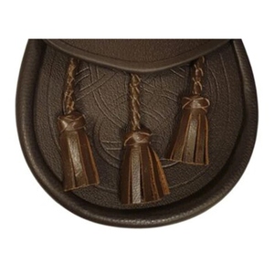 Nom du produit — 128 Characters  Pochette écossaise Sporran en cuir véritable marron de qualité supérieure avec motif de nœud celtique en relief et pompon - Product Image 5