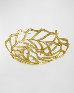 Élégante corbeille à fruits vintage en verre et acier poli, style américain, avec feuilles d'or, écologique, plateaux de service en bois et métal pour dattes, soupes et salades - Product Image 5
