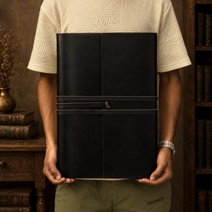 Diario de Cuero Hecho a Mano Extra Grande, Personalizado, Encuadernado Estilo Vintage, Cuaderno de Escritura Grimoire, Papel Rústico con Borde Deshilachado, Regalo, 100 Hojas - Product Image 1