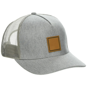 Casquette trucker grise à 6 panneaux avec dos en maille et patch en cuir sur le panneau avant, ajustable pour adultes, unisexe, décontractée, pour le printemps et l'été - Product Image 2