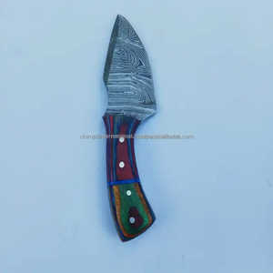 Cuchillo de Caza EDC Pequeño, Acero de Damasco, Mango de Madera Pakka, Hoja Fija para Supervivencia y Camping, Funda de Cuero de Cambio Rápido, 3 Años de Garantía - Product Image 2