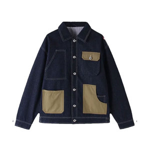 Econex Sports Men's Denim <b>Jacket</b> Utility Style Button Front Regular Fit Solid Color Cotton Fabric Topstitch Pockets Breathable - Product Image 1