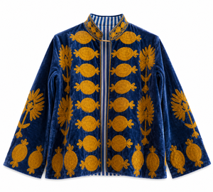 Blouson bomber en velours tricoté rose brodé Suzani, respirant, écologique, matelassé, réversible, style hippie vintage, avec lettres en laine - Product Image 2