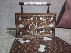 Handmade Modern Wooden Clutch <b>Bag</b> Mop Inlay Mother Pearl Personalized Letterpress Printed Evening Purse Wedding Halloween <b>Gift</b> - Product Image 3