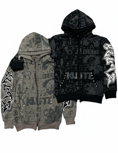 Ensemble jogging personnalisé imprimé sur toute la surface, streetwear, 400 g/m², 2 pièces, design de créateur, 100 % coton, tissu technique confortable et respirant - Product Image 1