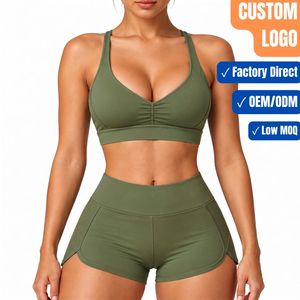 Conjunto Deportivo de 2 Piezas para Mujer, Leggings de Cintura Alta para Gimnasio, Yoga, con Logotipo Frontal Personalizado, Venta al Por Mayor - Product Image 1