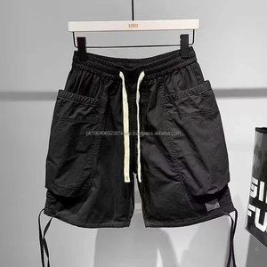Grande poche tout-en-un ligne cordon Cargo Shorts hommes nouveau été couleur unie décontracté ample pantalon large - Product Image 4