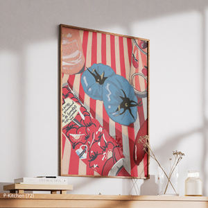Arte en Lienzo Moderno y Original para Cocina, Ilustración de Tomate Azul, Decoración de Pared para Comedor, Estilo Maximalista - Product Image 3