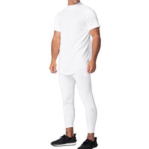 Men's <b>White</b> O-Neck Short Sleeve T-<b>Shirt</b> <b>Slim</b> <b>Fit</b> Solid Color Quick Dry Knitted Polyester Sporty Style - Product Image 1